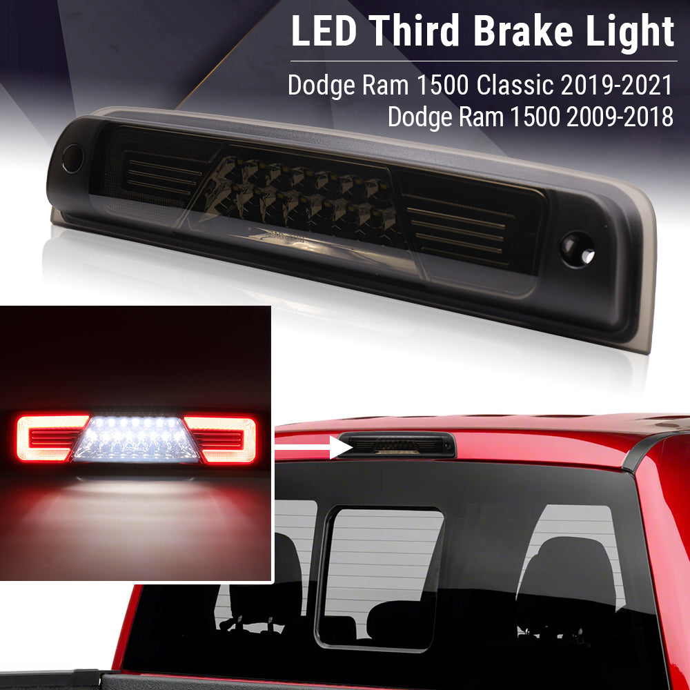 Smokes Lens LED 3rd Brake Light for 2009-2018 Ram 1500 Rear Cargo Lamp High Mount Stop Light